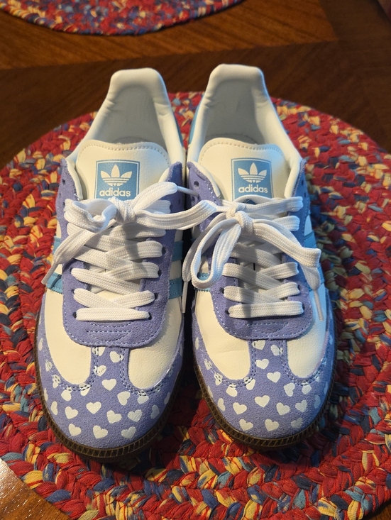 adidas Shoes - adidas Lavender and White Heart Accent Sneakers